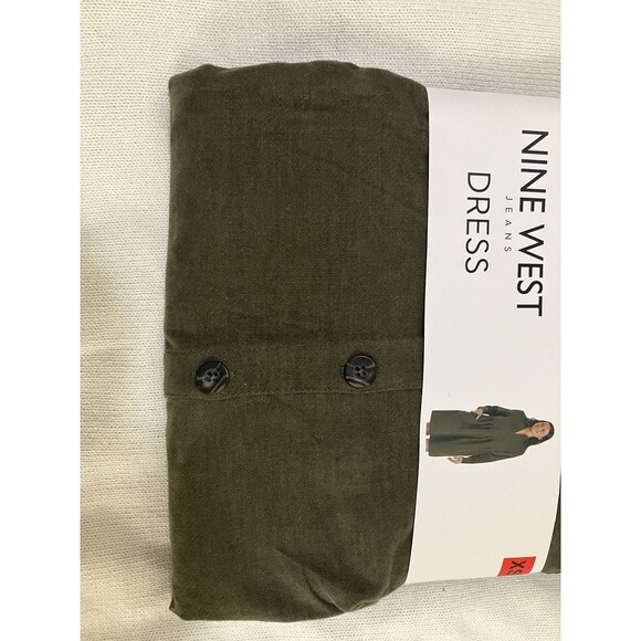 Nine West Jean Dress Womens XS Green 100% Cotton Pockets Soft Denim Knee Length - Picture 5 of 11